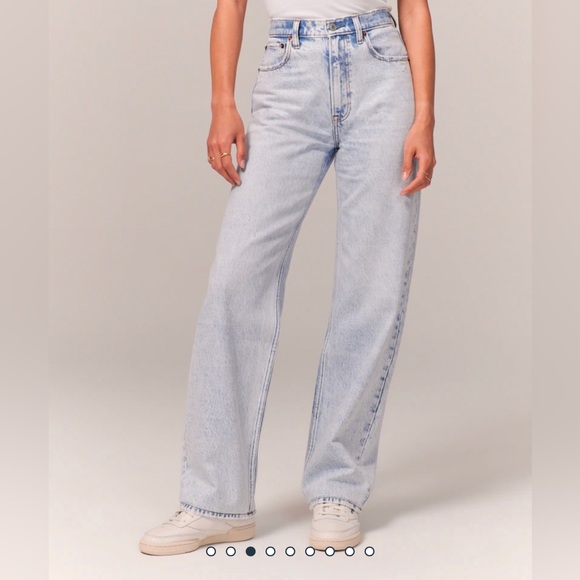 Light Blue Abercrombie High Rise Loose Jean - Picture 3 of 12